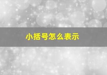 小括号怎么表示