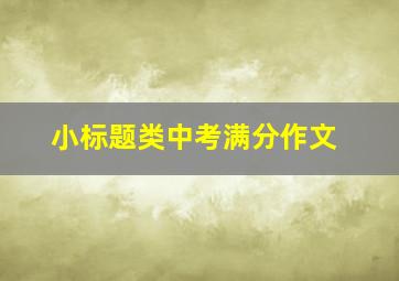 小标题类中考满分作文