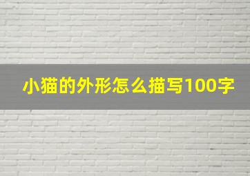 小猫的外形怎么描写100字