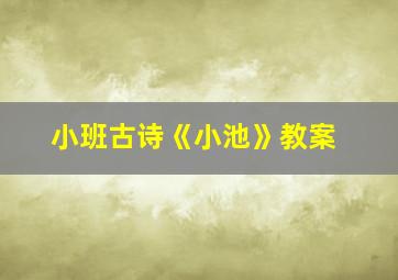 小班古诗《小池》教案