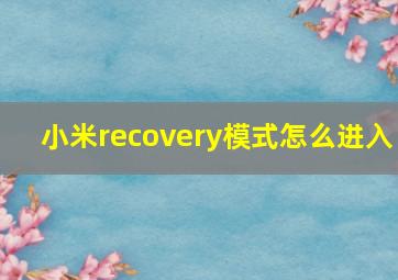 小米recovery模式怎么进入