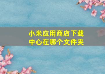 小米应用商店下载中心在哪个文件夹