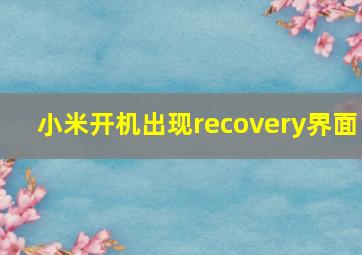 小米开机出现recovery界面