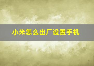 小米怎么出厂设置手机