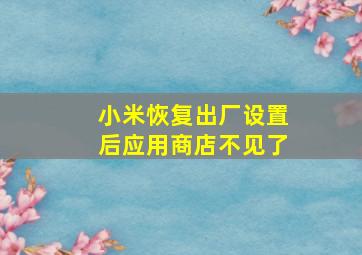 小米恢复出厂设置后应用商店不见了