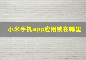 小米手机app应用锁在哪里