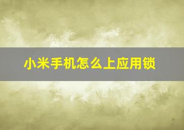 小米手机怎么上应用锁