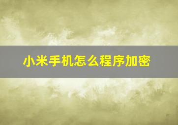 小米手机怎么程序加密