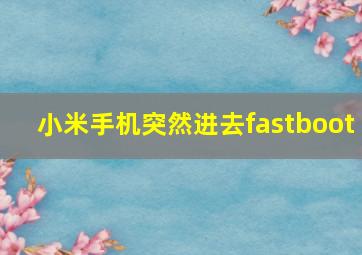 小米手机突然进去fastboot