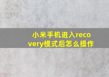 小米手机进入recovery模式后怎么操作