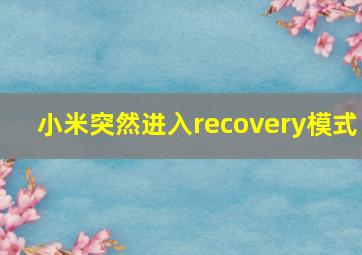 小米突然进入recovery模式