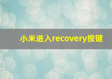 小米进入recovery按键