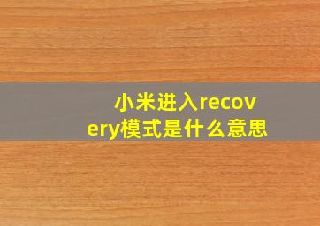 小米进入recovery模式是什么意思