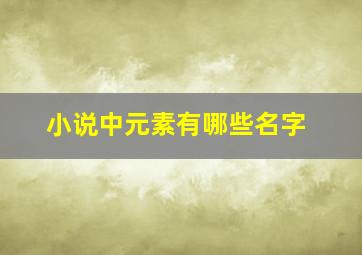 小说中元素有哪些名字