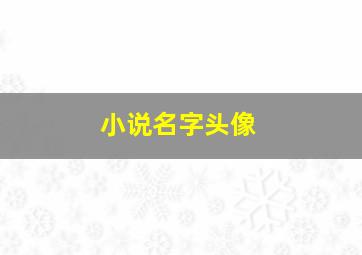 小说名字头像