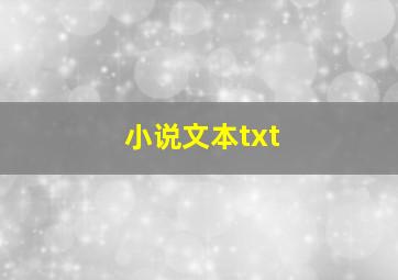 小说文本txt