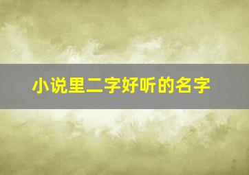 小说里二字好听的名字