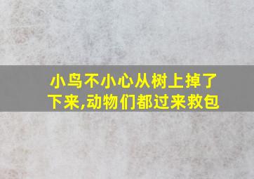 小鸟不小心从树上掉了下来,动物们都过来救包