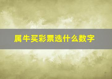 属牛买彩票选什么数字