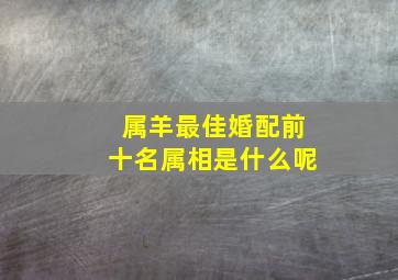 属羊最佳婚配前十名属相是什么呢