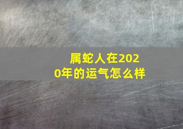 属蛇人在2020年的运气怎么样