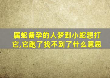 属蛇备孕的人梦到小蛇想打它,它跑了找不到了什么意思