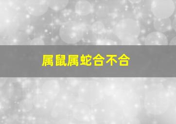 属鼠属蛇合不合