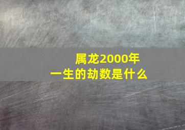 属龙2000年一生的劫数是什么