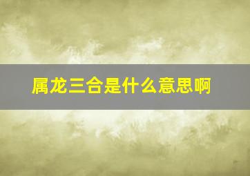 属龙三合是什么意思啊