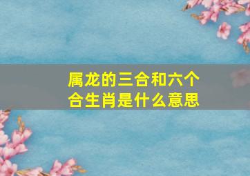 属龙的三合和六个合生肖是什么意思