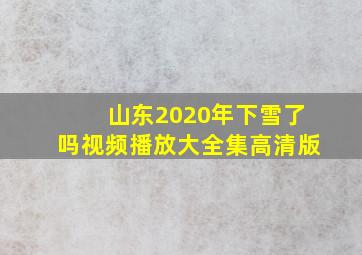 山东2020年下雪了吗视频播放大全集高清版