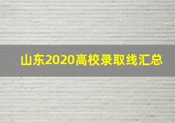 山东2020高校录取线汇总