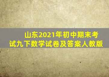 山东2021年初中期末考试九下数学试卷及答案人教版