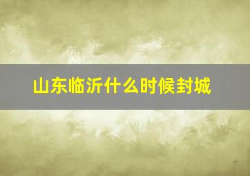 山东临沂什么时候封城