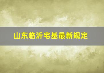 山东临沂宅基最新规定