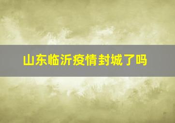 山东临沂疫情封城了吗