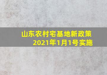 山东农村宅基地新政策2021年1月1号实施