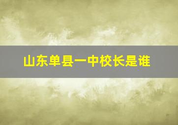 山东单县一中校长是谁