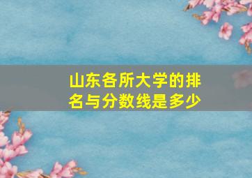 山东各所大学的排名与分数线是多少