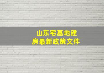 山东宅基地建房最新政策文件