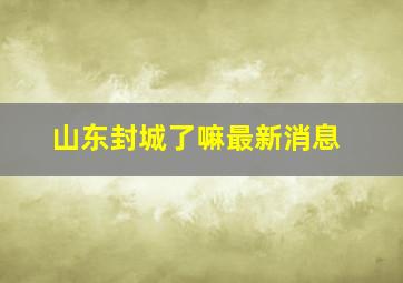 山东封城了嘛最新消息