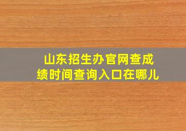 山东招生办官网查成绩时间查询入口在哪儿