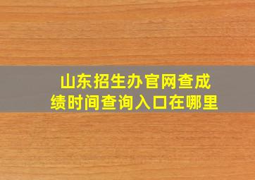 山东招生办官网查成绩时间查询入口在哪里