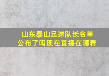 山东泰山足球队长名单公布了吗现在直播在哪看