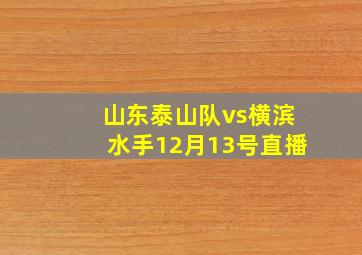 山东泰山队vs横滨水手12月13号直播