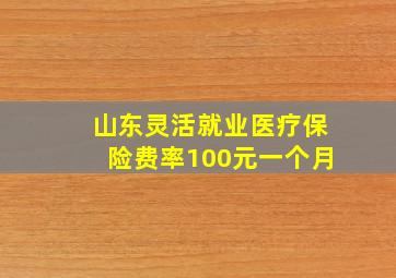 山东灵活就业医疗保险费率100元一个月