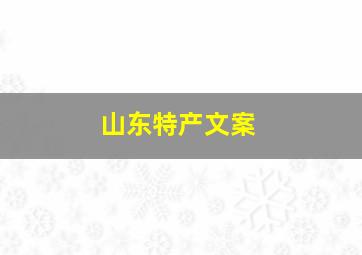 山东特产文案