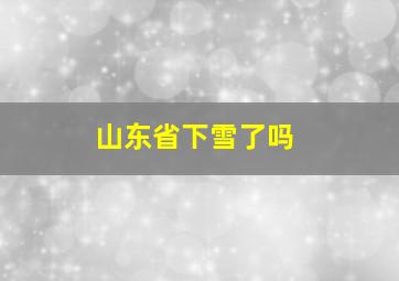 山东省下雪了吗