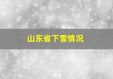 山东省下雪情况