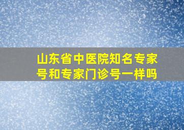 山东省中医院知名专家号和专家门诊号一样吗